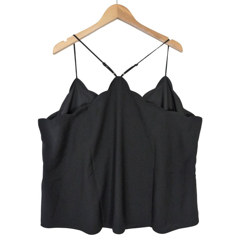 J Crew Cami Tank Top Womens 22 Black Sleeveless Scallop Trim Feminine Minimalist - Picture 4 of 11